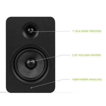 Kanto YU Passive 5.25" Speakers with 1" Silk Dome Tweeter and 5.25" Kevlar Woofer - Black, Pair