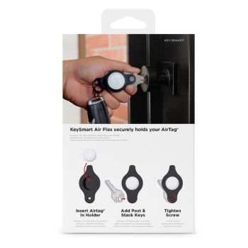 KeySmart Air Flex - Compact Key Holder for Apple AirTag, Slim and Pocket Friendly (Up to 5 Keys) - Black