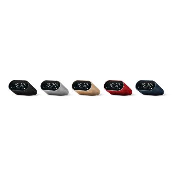 Lexon Ray Clock Lcd Alarm Clock With Temperature / Humidity Display - Red