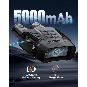 CIGMAN 4K Night Vision Binoculars, 3.99" Large HD Display, 58MP Night Photos, 5000mAh Battery, IP65 Waterproof, 5X Zoom, 32GB Card Included