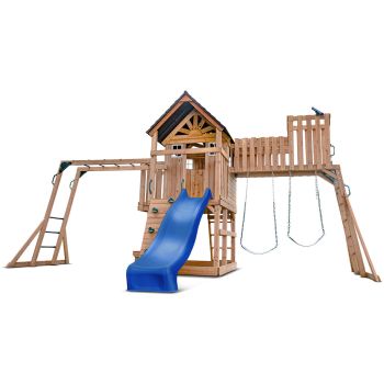 Lifespan Kids Kensington Swing Set, Monkey Bars & Play Centre with 2.2m Slide (Blue)