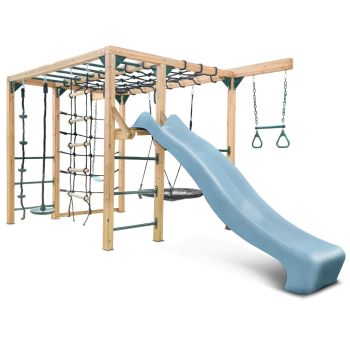 Lifespan Kids Orangutan Monkey Bars Jungle Gym Climbing Frame with 2.2m Slide (Pastel Blue)