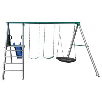 Lifespan Kids Europa Commercial Grade Steel Swing Set with Climb & 2.2m Slide (Blue)