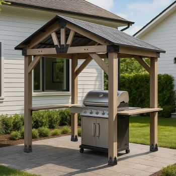 Yardtopia Oslo 2.4m x 1.8m BBQ/Grill Timber & Steel Gable Roof Gazebo