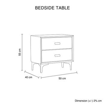 Estella Bedside Table MDF Construction Fabric Upholstery Iron Feet