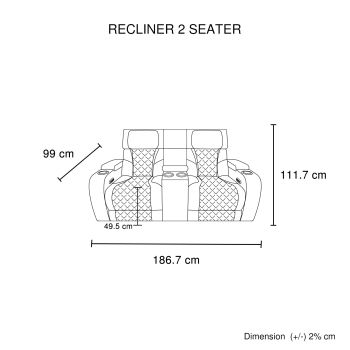 2 Seater Electric Air Leather Dark Grey Recliner