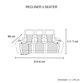 3-2 Seater Electric Air Leather Dark Grey Recliner Set