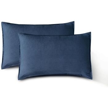 CleverPolly Vintage Washed Microfibre Quilt Cover Set (2Pcs) - Navy - Single Size