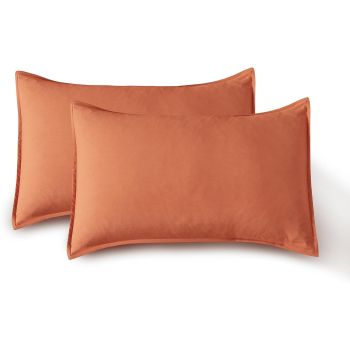 CleverPolly Vintage Washed Microfibre Quilt Cover Set (2Pcs) - Terracotta - Single Size