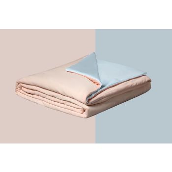 Ice Cooling Reversible Summer Comforter Blanket (Orange and Blue, Single/Double)