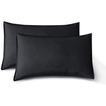 CleverPolly Vintage Washed Microfibre Sheet Set with 1 Pillowcase - Black - Single