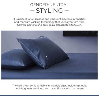 Gioia Casa Bamboo Cotton Blend All Season Bedding Set - Navy Blue - Double Size