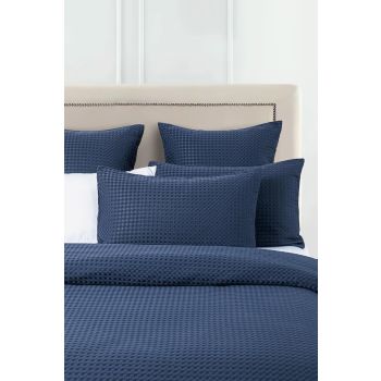 CleverPolly 100% Premium Waffle Microfibre Quilt Cover Set (3Pcs) - Indigo - Double