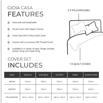 100% Cotton Vintage Washed Bed Quilt Cover Set - White - Double Size