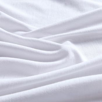 100% Jersey Cotton Soft Stretchy Breathable Fitted Sheet - White - Queen Size