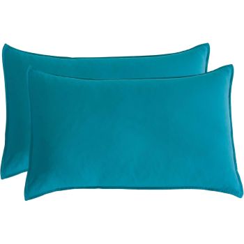 Vintage Washed Microfibre Quilt Cover Set (Teal, Queen)