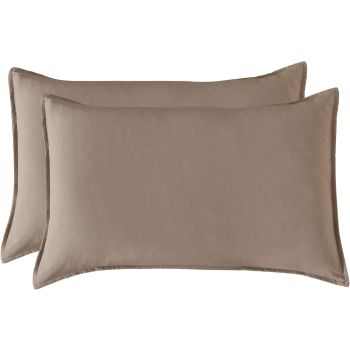 Vintage Washed Microfibre Quilt Cover Set (Truffle, Queen)