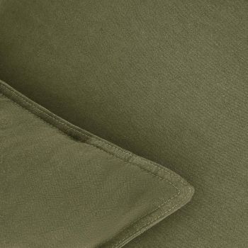 Linen Cushion Covers - 30% Linen 70% Cotton Blend, Soft & Breathable with Hidden Zipper Design - Olive Green, 45cm x 45cm (Twin Pack)