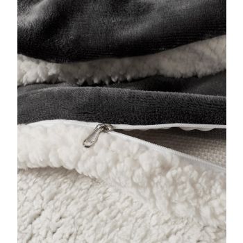 2-in-1 Teddy Sherpa Quilt Cover Set (Charcoal, Super King)