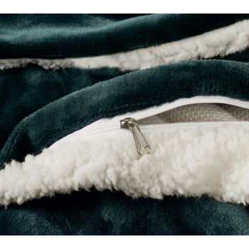 2-in-1 Teddy Sherpa Quilt Cover Set (Emerald Green, Super King)