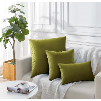 Twin-Pack Velvet Cushion Covers - Soft Microfibre Cushion Covers with Hidden Zipper (Green, 65cm*65cm)