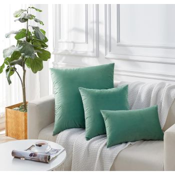 Twin-Pack Velvet Cushion Covers - Soft Microfibre Cushion Covers with Hidden Zipper (Sage, 45cm*45cm)