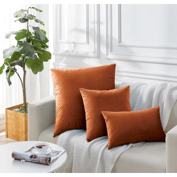 Twin-Pack Velvet Cushion Covers - Soft Microfibre Cushion Covers with Hidden Zipper (Terracotta, 45cm*45cm)