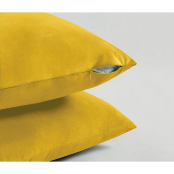 Twin-Pack Velvet Cushion Covers - Soft Microfibre Cushion Covers with Hidden Zipper (Yellow, 30cm*50cm)