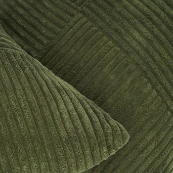 Corduroy Cushion Covers - Soft Velvet Fabric with Windmill-Inspired Pattern and Hidden Zipper Design - Olive Green, 45cm x 45cm (Twin Pack)