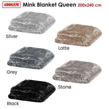 Soft Plain Faux Mink Blanket Queen Stone