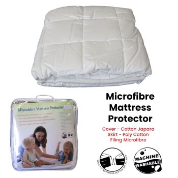 Cotton Japara Cover Microfiber Filling Mattress Protector Single