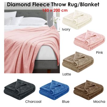 Soft Diamond Fleece Extra Large Throw / Single Sized Blanket Blue