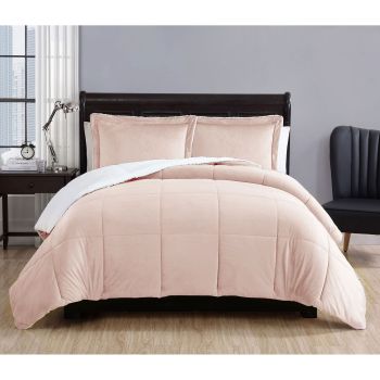 3 Piece Micro Mink Comforter Set Apricot King