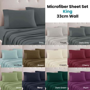 Art Terrace Microfiber Sheet Set King 33cm Wall Taupe