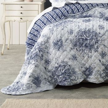 Bianca Amorette Blue Polyester Bedspread Set King