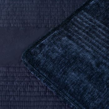 Bianca Cyrano Indigo Soft Velvet Polyester Quilted Coverlet Set Single/Double