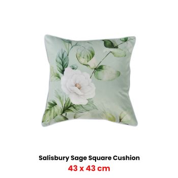 Bianca Salisbury Sage Velvet Square Filled Cushion 43 x 43cm