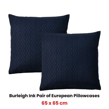 Bianca Pair of Burleigh Ink European Pillowcases 65 x 65cm