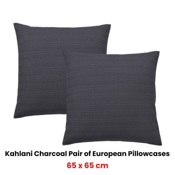 Bianca Pair of Kahlani Charcoal European Pillowcases 65 x 65cm