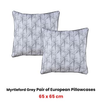 Bianca Pair of Myrtleford Grey European Pillowcases 65 x 65cm