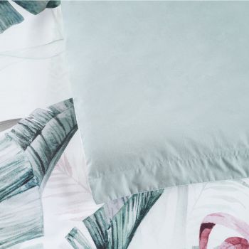 Bianca Abbey Green Cotton Sateen Tropical Floral Quilt Cover Set Double