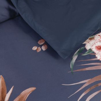 Bianca Balwyn Navy Cotton Sateen Botanical Quilt Cover Set Super King