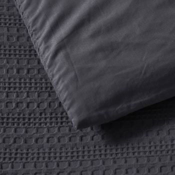 Bianca Kahlani Charcoal Waffle Quilt Cover Set Double
