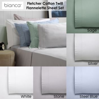 Bianca Fletcher Flannelette Cotton Sheet Set Sage King Single