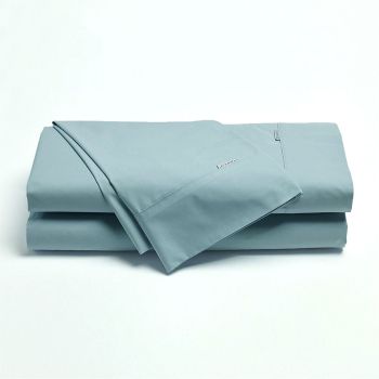 Bianca Heston Cotton Percale Sheet Set Steel Blue Long Single