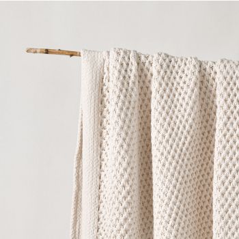 Bianca Sofala Cream Polyester Chenille Throw Rug 130 x 170 cm