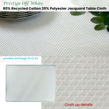 Invitation Prestige Cotton Rich Jacquard Off White Table Cloth 160 x 220 cm