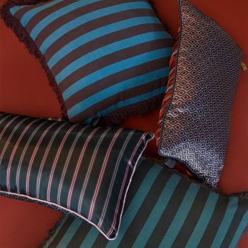KAAT Amsterdam Viggo Green Stripe Square Filled Cushion 45cm x 45cm