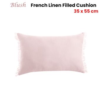 Vintage Design Homewares Blush French Linen Filled Cushion Oblong - 35cm x 55cm