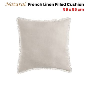 Vintage Design Homewares Natural French Linen Filled Cushion Square - 55cm x 55cm
